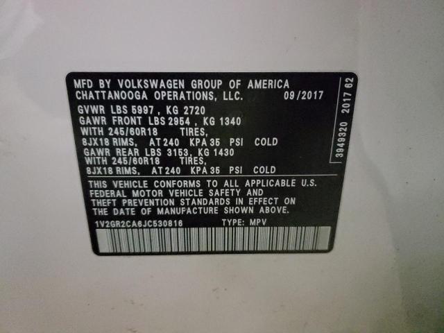 Photo 9 VIN: 1V2GR2CA6JC530816 - VOLKSWAGEN ATLAS S 