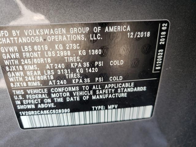 Photo 9 VIN: 1V2GR2CA8KC528390 - VOLKSWAGEN ATLAS S 