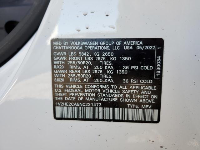 Photo 12 VIN: 1V2HE2CA5NC221473 - VOLKSWAGEN ATLAS 