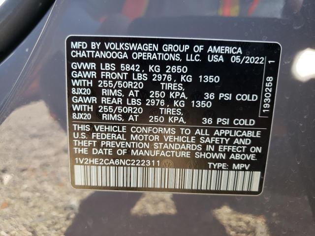 Photo 13 VIN: 1V2HE2CA6NC222311 - VOLKSWAGEN ATLAS 