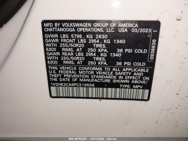 Photo 8 VIN: 1V2HE2CA6PC219556 - VOLKSWAGEN ATLAS 