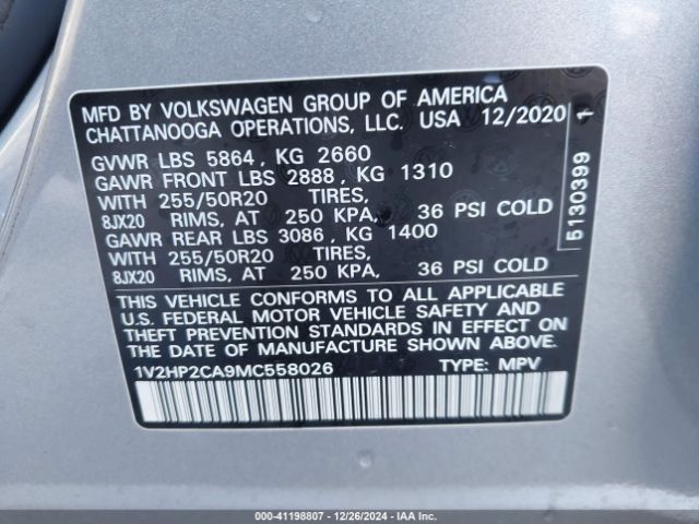 Photo 8 VIN: 1V2HP2CA9MC558026 - VOLKSWAGEN ATLAS 