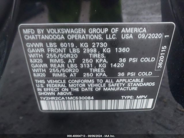 Photo 8 VIN: 1V2HR2CA1MC530084 - VOLKSWAGEN ATLAS 