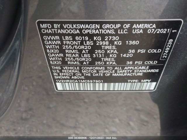 Photo 8 VIN: 1V2HR2CA1MC597901 - VOLKSWAGEN ATLAS 