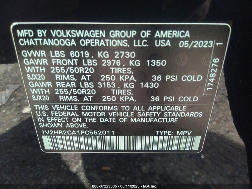 Photo 8 VIN: 1V2HR2CA1PC552011 - VOLKSWAGEN ATLAS 