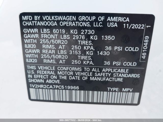 Photo 8 VIN: 1V2HR2CA7PC519966 - VOLKSWAGEN ATLAS 