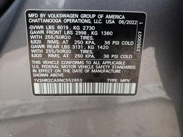 Photo 12 VIN: 1V2HR2CA9NC552853 - VOLKSWAGEN ATLAS 