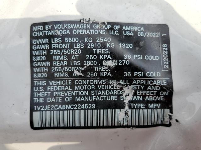 Photo 12 VIN: 1V2JE2CA8NC224529 - VOLKSWAGEN ATLAS CROS 