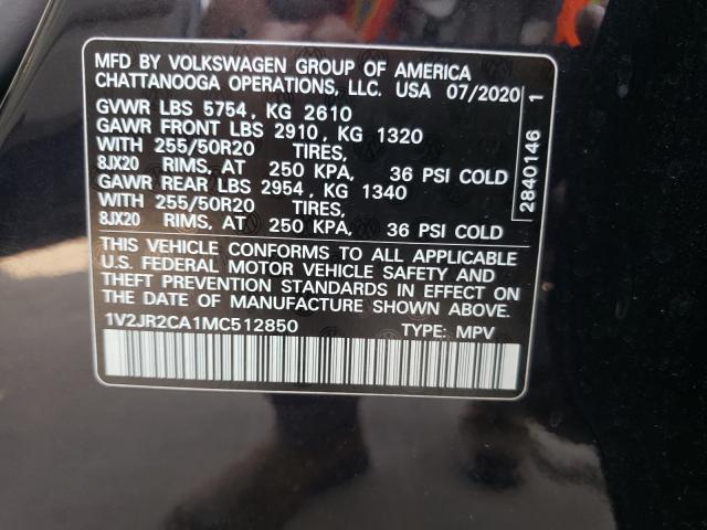 Photo 9 VIN: 1V2JR2CA1MC512850 - VOLKSWAGEN ATLAS SE 