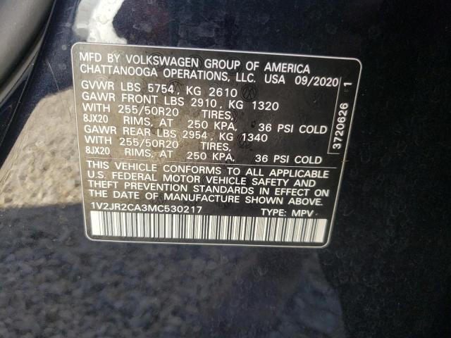 Photo 9 VIN: 1V2JR2CA3MC530217 - VOLKSWAGEN ATLAS SE 