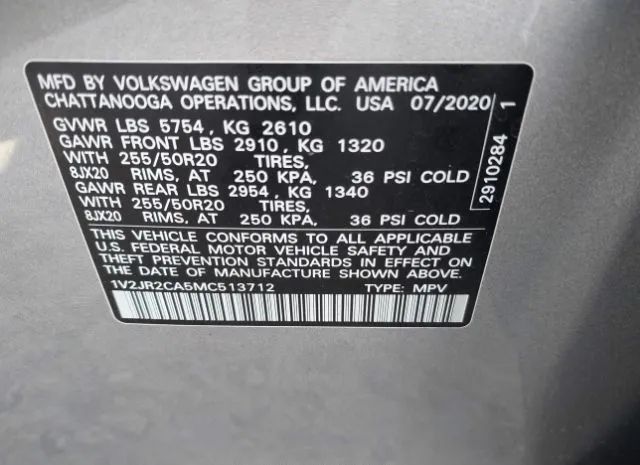 Photo 8 VIN: 1V2JR2CA5MC513712 - VOLKSWAGEN ATLAS 