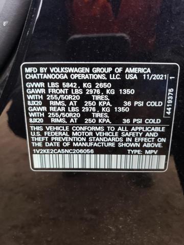 Photo 12 VIN: 1V2KE2CA5NC206056 - VOLKSWAGEN ATLAS CROS 