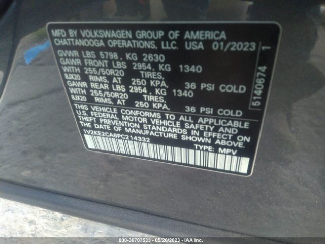 Photo 8 VIN: 1V2KE2CA6PC214332 - VOLKSWAGEN ATLAS CROSS SPORT 