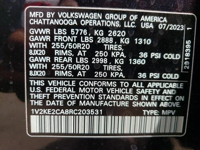 Photo 12 VIN: 1V2KE2CA8RC203531 - VOLKSWAGEN ATLAS CROS 