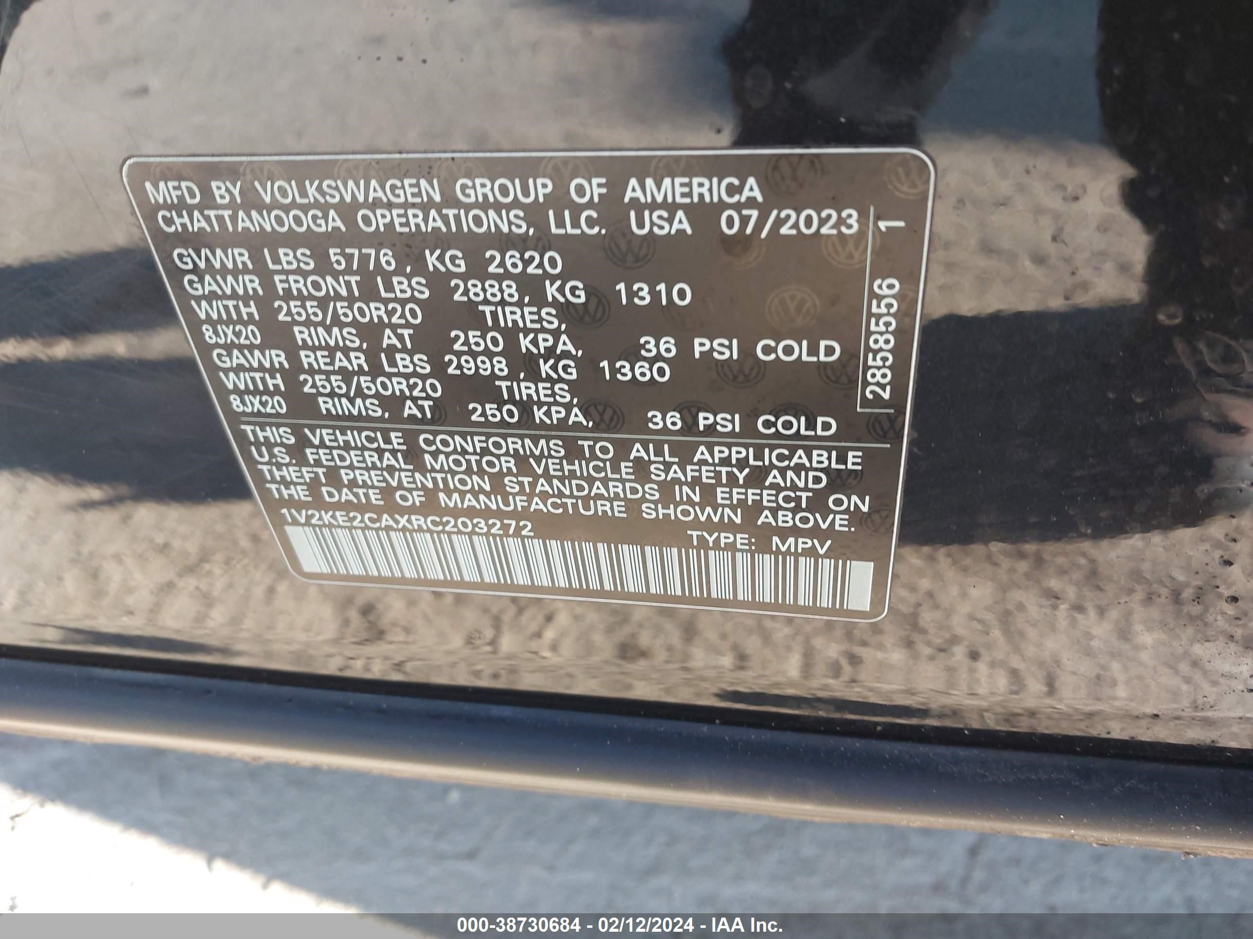 Photo 8 VIN: 1V2KE2CAXRC203272 - VOLKSWAGEN ATLAS CROSS SPORT 