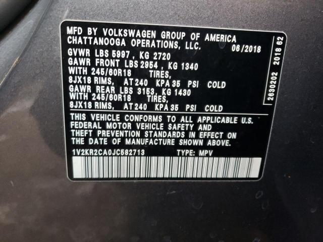 Photo 12 VIN: 1V2KR2CA0JC582713 - VOLKSWAGEN ATLAS SE 