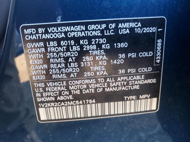 Photo 12 VIN: 1V2KR2CA2MC541794 - VOLKSWAGEN ATLAS SE 