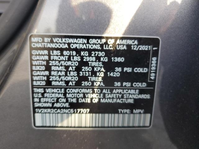 Photo 12 VIN: 1V2KR2CA2NC517707 - VOLKSWAGEN ATLAS SE 