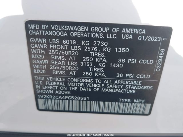 Photo 8 VIN: 1V2KR2CA4PC528551 - VOLKSWAGEN ATLAS 