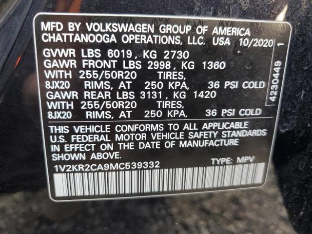 Photo 12 VIN: 1V2KR2CA9MC539332 - VOLKSWAGEN ATLAS SE 