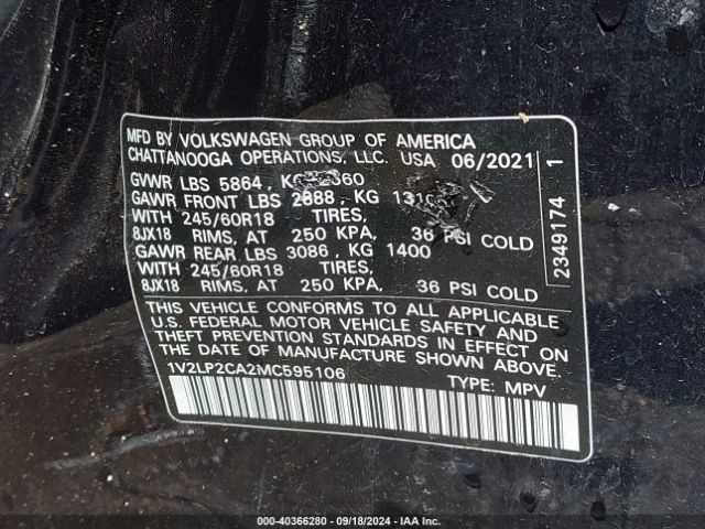 Photo 8 VIN: 1V2LP2CA2MC595106 - VOLKSWAGEN ATLAS 