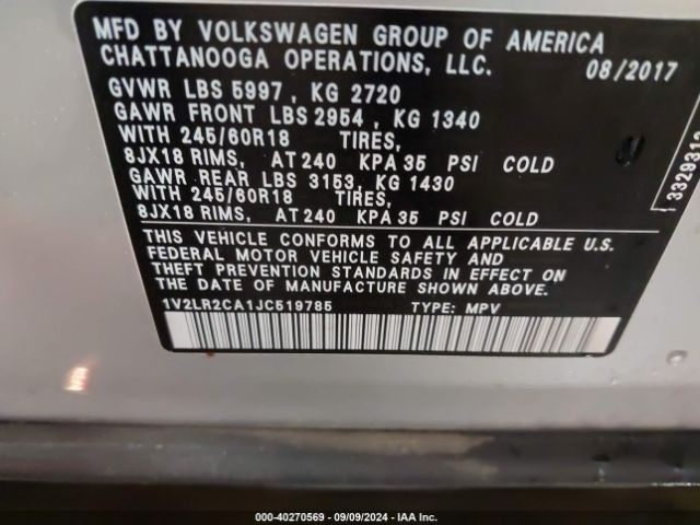 Photo 8 VIN: 1V2LR2CA1JC519785 - VOLKSWAGEN ATLAS 