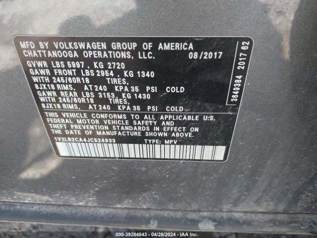 Photo 8 VIN: 1V2LR2CA4JC524933 - VOLKSWAGEN ATLAS 