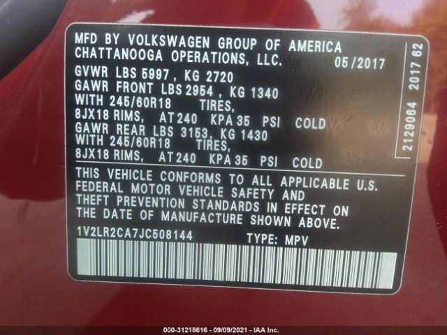 Photo 8 VIN: 1V2LR2CA7JC508144 - VOLKSWAGEN ATLAS 