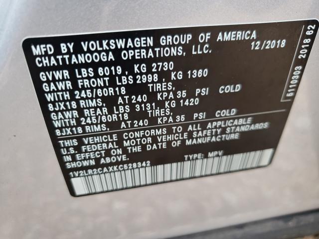 Photo 9 VIN: 1V2LR2CAXKC528342 - VOLKSWAGEN ATLAS 