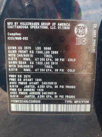 Photo 9 VIN: 1V2MC2CA3LC205533 - VOLKSWAGEN ATLAS CROS 