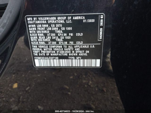 Photo 8 VIN: 1V2MC2CA4LC207193 - VOLKSWAGEN ATLAS CROSS SPORT 