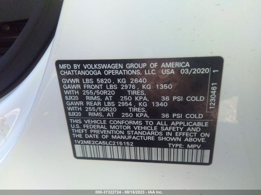 Photo 8 VIN: 1V2ME2CA5LC215152 - NISSAN ALTIMA 