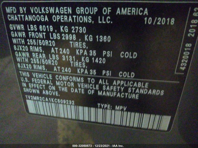 Photo 8 VIN: 1V2MR2CA1KC509232 - VOLKSWAGEN ATLAS 