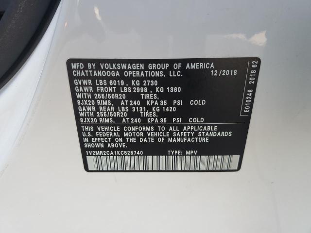 Photo 13 VIN: 1V2MR2CA1KC525740 - VOLKSWAGEN ATLAS SEL 