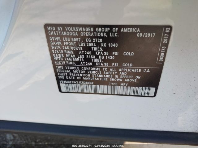 Photo 8 VIN: 1V2MR2CA2JC528032 - VOLKSWAGEN ATLAS 