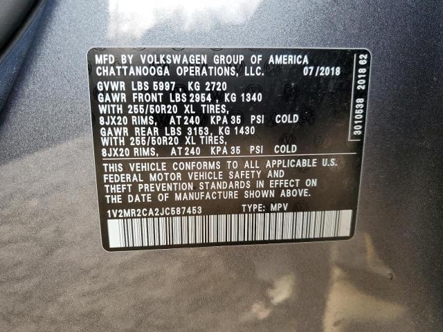 Photo 11 VIN: 1V2MR2CA2JC587453 - VOLKSWAGEN ATLAS 