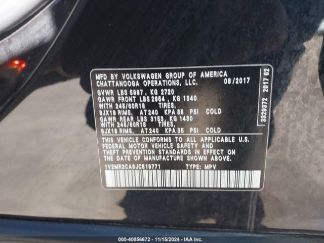 Photo 8 VIN: 1V2MR2CA6JC519771 - VOLKSWAGEN ATLAS 