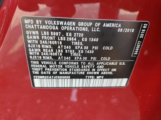 Photo 12 VIN: 1V2MR2CA7JC593930 - VOLKSWAGEN ATLAS 