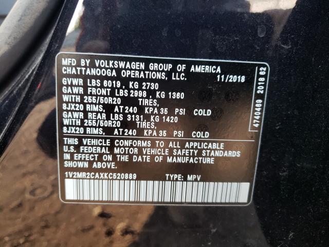 Photo 9 VIN: 1V2MR2CAXKC520889 - VOLKSWAGEN ATLAS SEL 