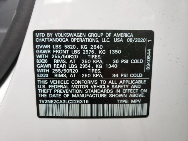 Photo 9 VIN: 1V2NE2CA3LC226316 - VOLKSWAGEN ATLAS CROS 