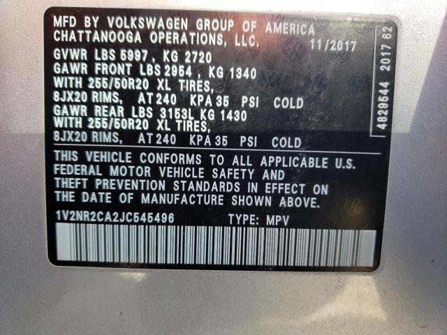 Photo 12 VIN: 1V2NR2CA2JC545496 - VOLKSWAGEN ATLAS SEL 