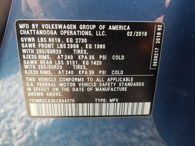 Photo 9 VIN: 1V2NR2CA2KC544270 - VOLKSWAGEN ATLAS 