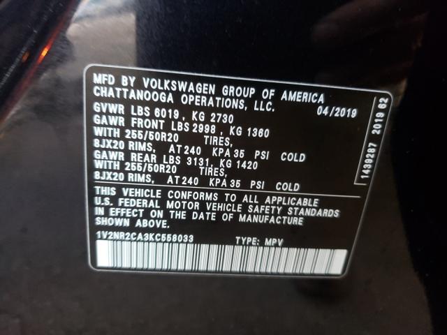 Photo 9 VIN: 1V2NR2CA3KC558033 - VOLKSWAGEN ATLAS SEL 