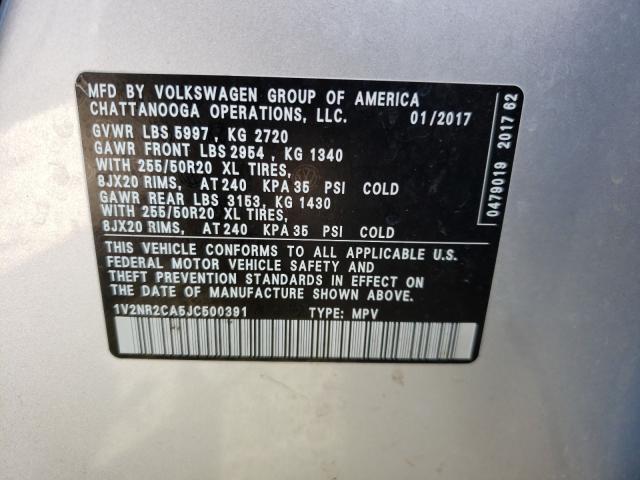 Photo 9 VIN: 1V2NR2CA5JC500391 - VOLKSWAGEN ATLAS 