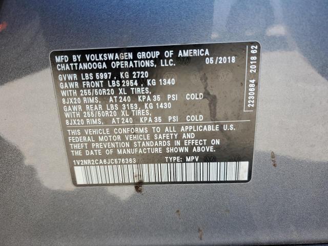 Photo 12 VIN: 1V2NR2CA6JC576363 - VOLKSWAGEN ATLAS SEL 