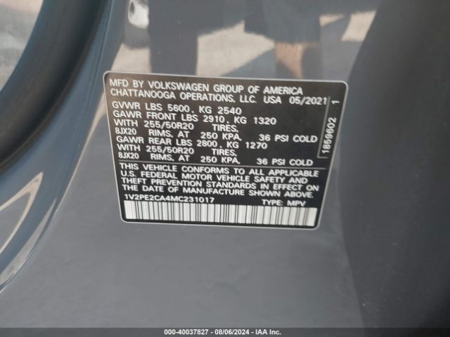 Photo 8 VIN: 1V2PE2CA4MC231017 - VOLKSWAGEN ATLAS CROSS SPORT 