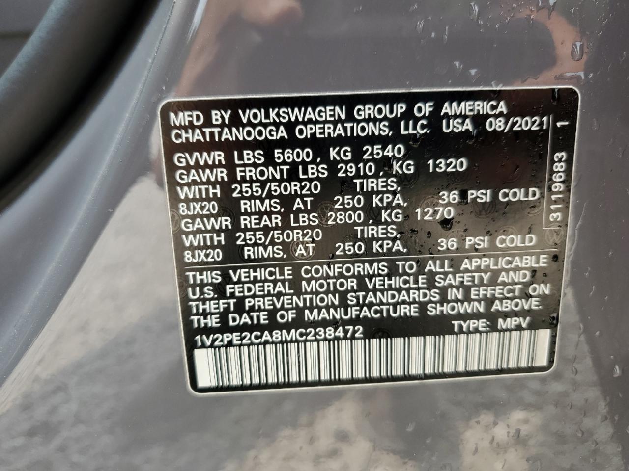 Photo 12 VIN: 1V2PE2CA8MC238472 - VOLKSWAGEN ATLAS 