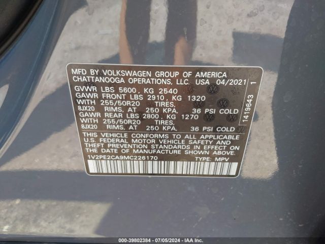 Photo 8 VIN: 1V2PE2CA9MC226170 - VOLKSWAGEN ATLAS CROSS SPORT 