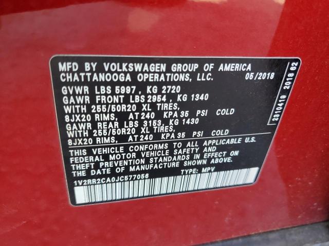 Photo 12 VIN: 1V2RR2CA0JC577056 - VOLKSWAGEN ATLAS SEL 