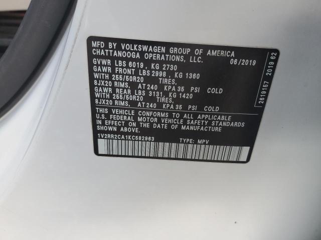 Photo 12 VIN: 1V2RR2CA1KC582963 - VOLKSWAGEN ATLAS SEL 